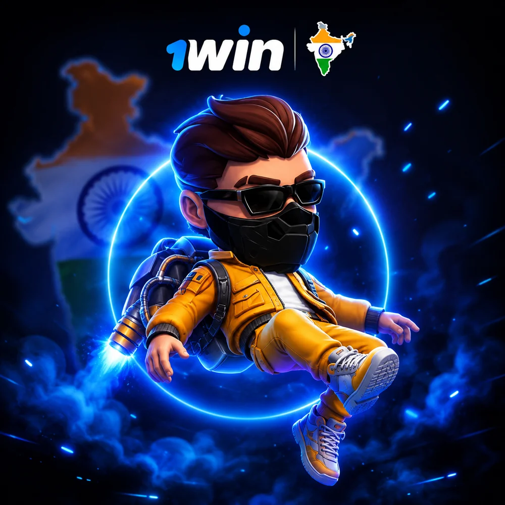 Lucky Jet character with 1win logo.